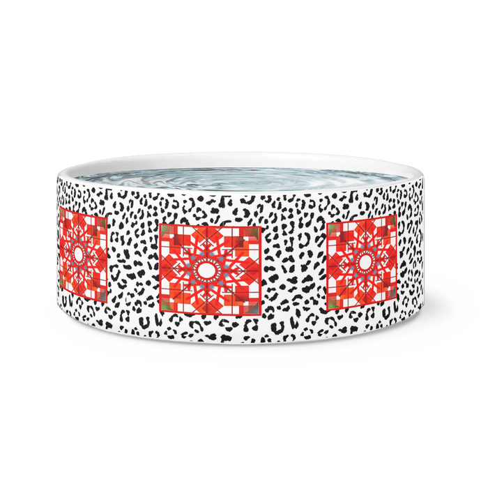 Cat and Dog Ceramic Bowl-Wild Cat Print-Boho Geometric Mandala