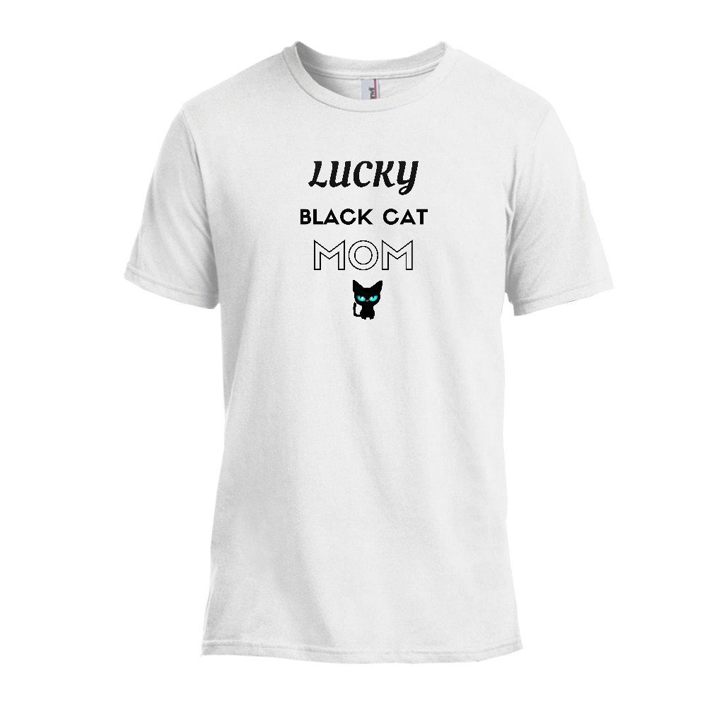 Tshirts - Lucky Black Cat Mom T-shirt-White