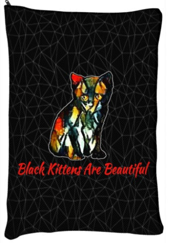 Pet Bed - Pet Bed Outdoor And Indoor-Black Kitten Abstract Art