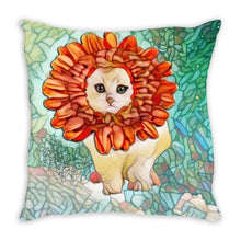 Throw Pillow Sewn - Throw Pillow-  Flower Kitten Art Nouveau