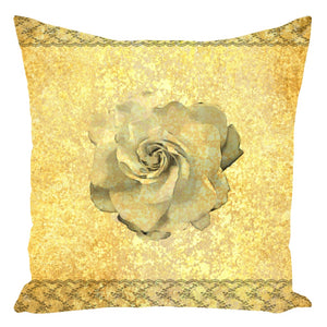 Throw Pillow Zippered - Decorative Throw Pillow-Zippered-Gardenia On Lace And Gold