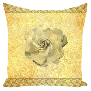 Throw Pillow Zippered - Decorative Throw Pillow-Zippered-Gardenia On Lace And Gold