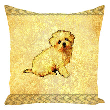 Throw Pillow Zippered - Throw Pillow-Zippered-Cute Puppy With Gold And Lace